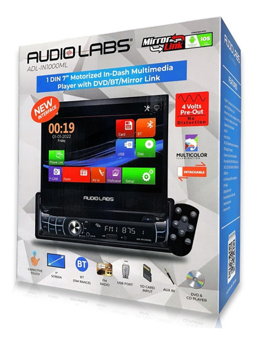 Autoestereo Motorizado Audio Labs Adl-in1000ml Mirrorlink Bt