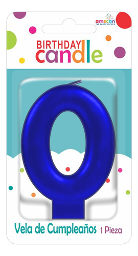 Vela De Número Color Azul Metálico Marca Amscan