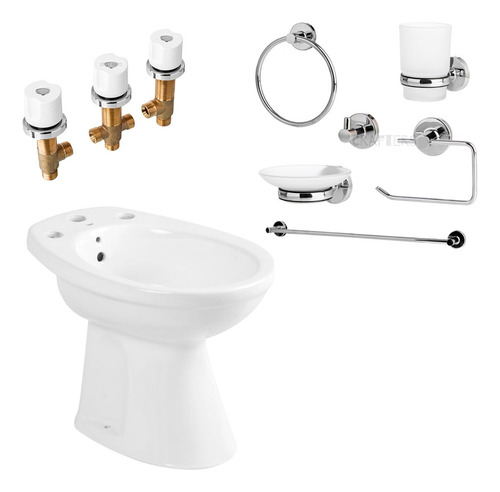 Juego Completo Bidet Roca + Grifería Y Accesorios Peirano