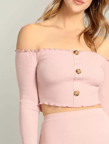 Conjunto Falda Y Blusa Rosa Pastel