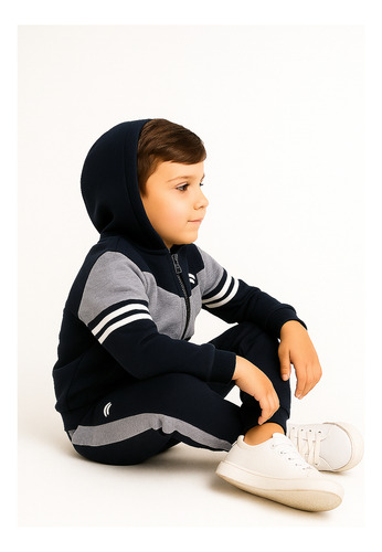 Conjunto Para Niño Sudadera Y Pants Premium Escolar Sakers Azul Marino 16