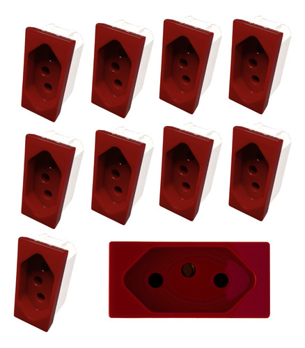 Kit 10 Modulos Tomada 2p+t 20a Vermelha N1136.2n Vm Abb Cor Vermelho