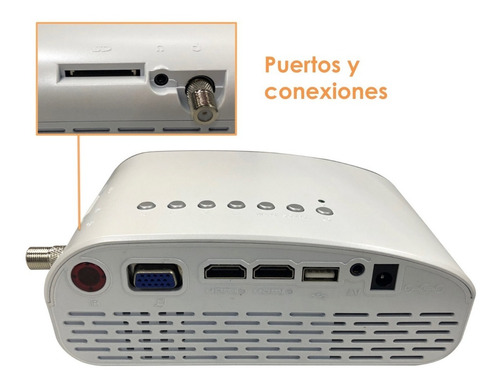 Imagen 4 de 6 de Mini Proyector Led Con Sintonizador De Tv Digital 500 Lumens 110 Pulgadas Multipuertos