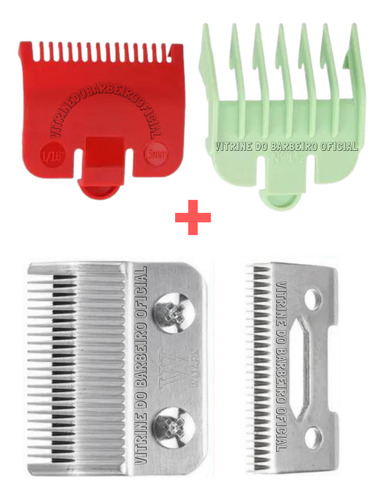 Lâmina Aço + Pentes Disfarce 0.5 1.5 Kit Barbeiro Wahl Kemei