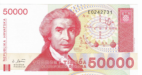 Billete De Croacia De 50.000 Dinares.  Jp