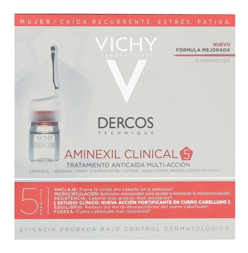 Ampollas Vichy Dercos Aminexil Clinical 5 Mujer 