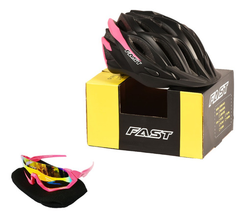 Combo Casco In Mould Marca Fast + Lentes Ciclismo