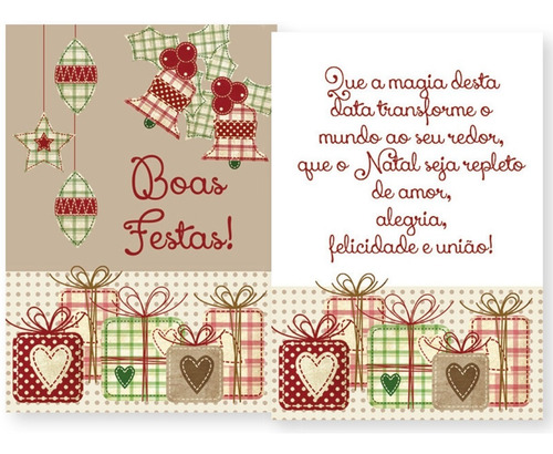 Imagem 8 de 10 de 50 Cartões De Natal Popular + Envelopes -10 Modelos Sortidos