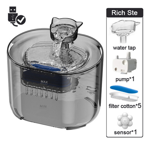 Fuente De Filtro Automática Para Mascotas Con Sensor Cat Wat