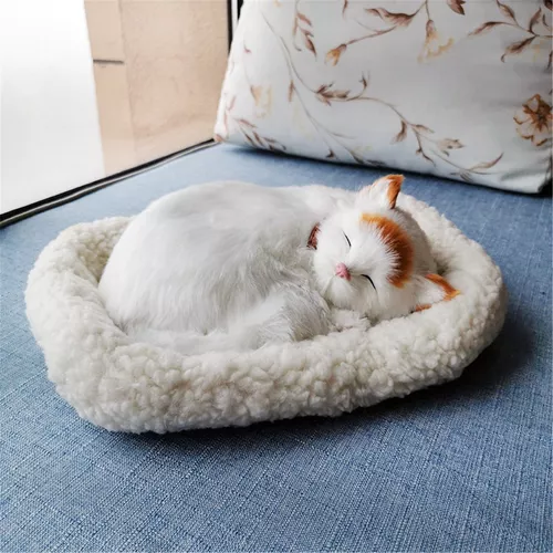 Um, Realista Sleeping Plush Respirando Gato Peludo Gato Com