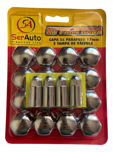 Jogo Com 16 Capas Cromadas 17 Mm Para Cabeça De Parafusos