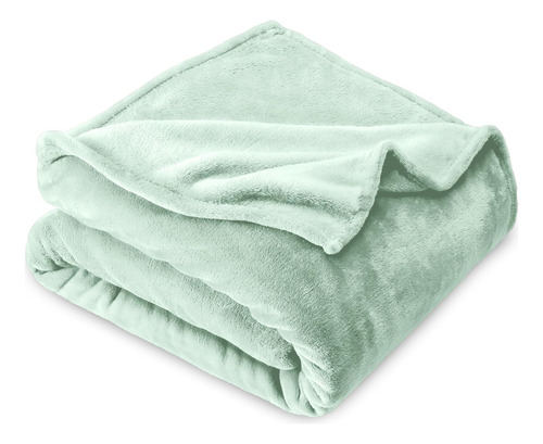 Frazada Manta Plush Flannel 240 X 190cm Térmica Ultra A Soft Verde Pastel Liso