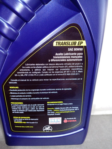 Imagen 3 de 4 de Aceite Para Cajas Y Transmisiónes 80w90