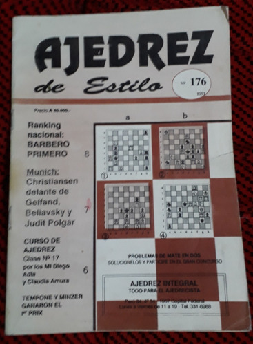 Ajedrez De Estilo Revista N° 176 - 1991  (c12)