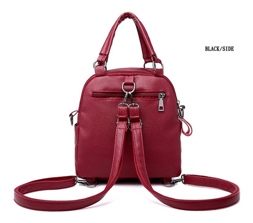 Imagen 7 de 10 de Bolsa Mochila Para Dama De Material Tipo Piel Versátil Con Tirantes Para Usar Como Mochila O Como Bolso Escolar Casual