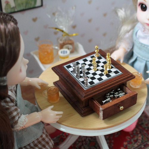 1/12 Casa De Muñecas Juegos De Mesa Mesa Decoración De