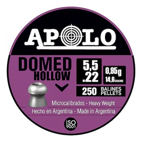 Diabolos Balines Apolo Domed Hollow 5.5mm X 250 Und 14.6gr