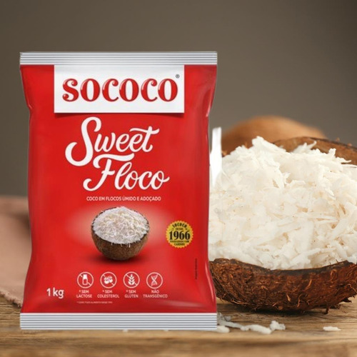 Coco Ralado Sococo Sweet Flocos Umidos E Adoçado 1kg