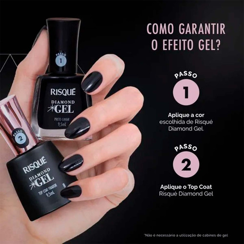Kit 2 Und Top Coat Fixador Risqué Diamond Gel Cremoso 9,5ml Bege