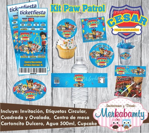 Invitacion  Paw Patrol Kit De Cumpleaños Imprimelo Tú!!