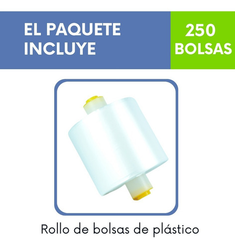Imagen 5 de 7 de Kit Soporte C/ Ventosas + Rollo De Bolsas 250 Un. 34 X 50 Cm