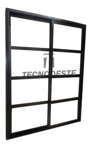 Puerta Ventana Balcón Aluminio Negro Repartido H 180x200