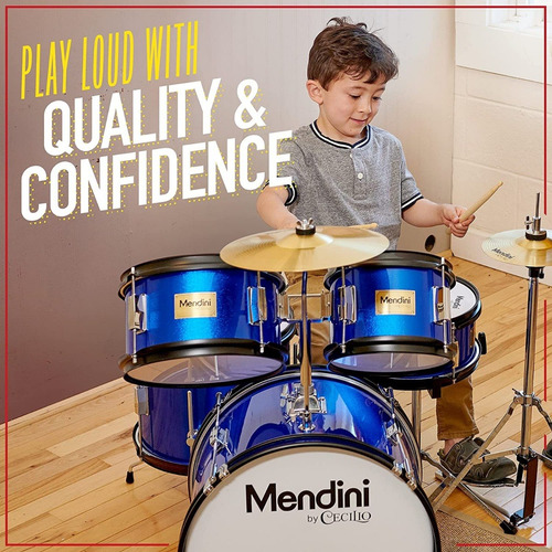 Bateria Set De 5 Piezas 16p Color Rojo Marca Mendini