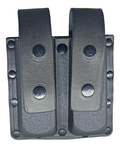 Porta Magazine\carregador Pistola Duplo De Couro Cintura Cor Preto