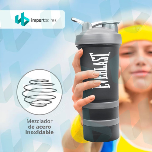 Imagen 5 de 10 de Vasos Shaker Everlast Doble Compartimiento Proteinas Batidos