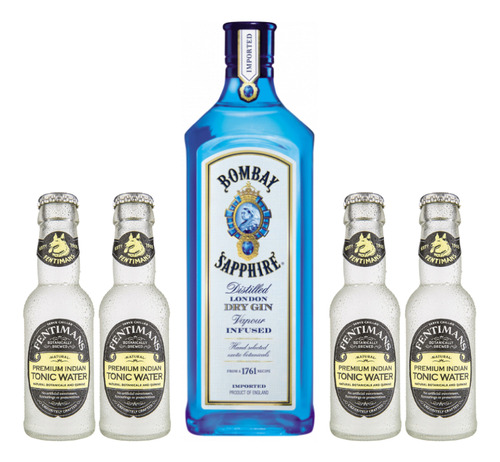 Gin Bombay Sapphire 700cc + 4x Fentimans Tonic Water 200cc