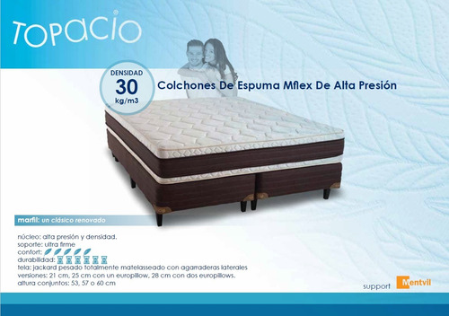 Imagen 2 de 6 de Sommier 2 Plazas Topacio Marfil 140x190 21cm