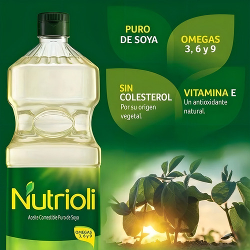 Aceite Comestible Puro De Soya Nutrioli Con 3 Piezas De 946m