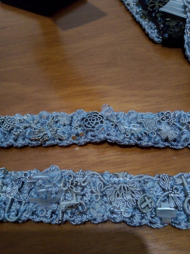 Brazalete Pulsera Crochet Dijes Y Cristales De La Suerte