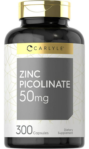 Zinc Picolitato 50mg 300 Capsulas Carlyle Sabor Natural