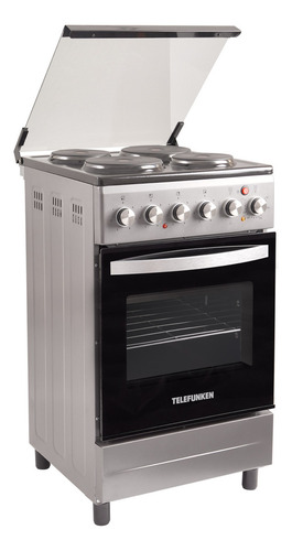 Cocina Electrica Telefunken Acero Inoxidable 50cm Luz Horno Grill Tapa De Vidrio Coc-ekx001v