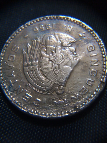 G A N G A. Moneda Mexicana 50 Centavos 1956  Con Error