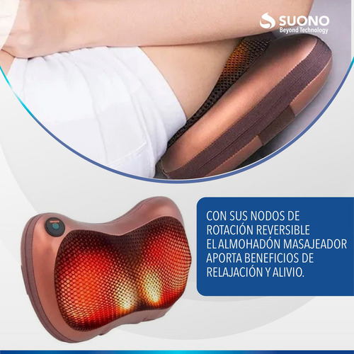Masajeador Para Auto O Casa 8 Rodillos Cervical / Lumbar Marrón