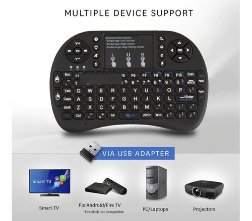 Mini Teclado Inalámbrico Iluminado Touchpad Integrado