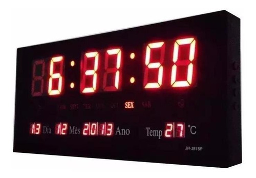 Relógio De Parede Led Digital Grande Termômetro 46cmx22cm
