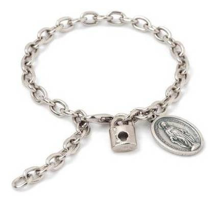 Imagem 2 de 7 de Pulseira Corrente Niquel Servos De Nossa Senhora