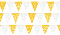 Comprar 10 Banderines De 8 Mts Papel Picado Banderín Amarillo-blanco