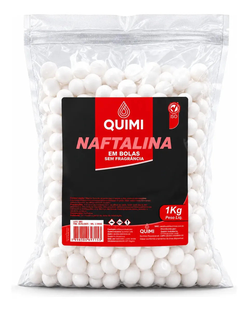 Naftalina Em Bolas Pura Sem Fragrância P/ Guarda Roupa 1kg