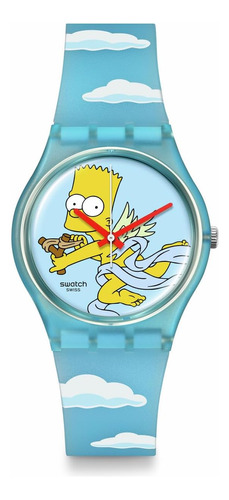 Reloj Swatch Simpsons Azul Unisex Casual Cuarzo De Origen Bi