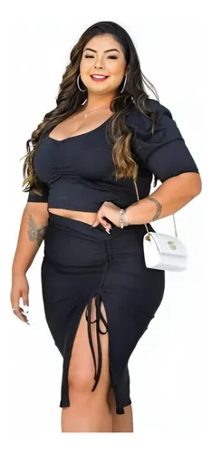 Saia Lapis Preta Plus Size MercadoLivre