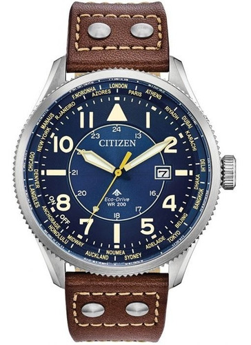 Citizen Promaster Nighthawk Blue Dial Bx1010-11l .. Dcmstore Color de la correa Café Color del bisel Plata Color del fondo Azul