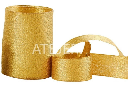 Imagen 3 de 4 de Cinta Navideña Lurex 25mm Cordón De Oro X 10 Mts + Calidad
