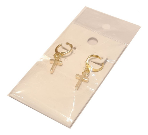 Arete Huggies Con Dije En Chapa De Oro 18k (1 Par)