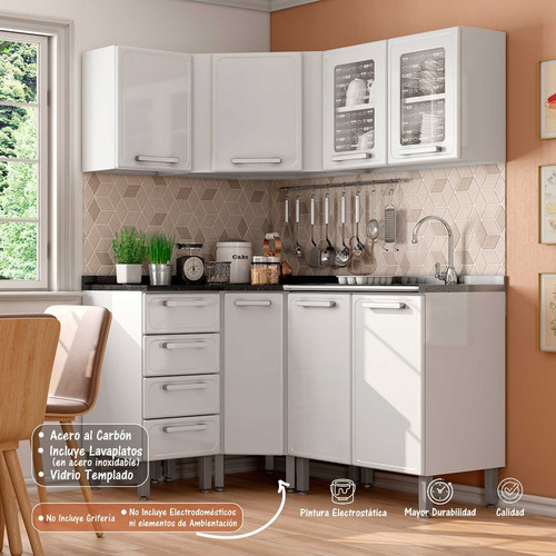 Imagen 5 de 9 de Mueble Base Esquinero Con Mesón En Mdp-blanco