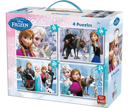Puzzles De Frozen Disney X4 De Madera Muy Resistente 