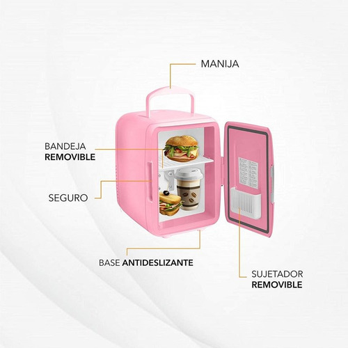 Mini Refrigerador Rosa Rca Enfria Y Calenta Rc-4p